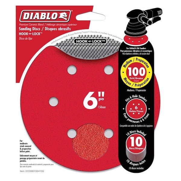 Diablo 6 in Dia, 6 holes, Ceramic, 100 Grit DCD060100H10G - main